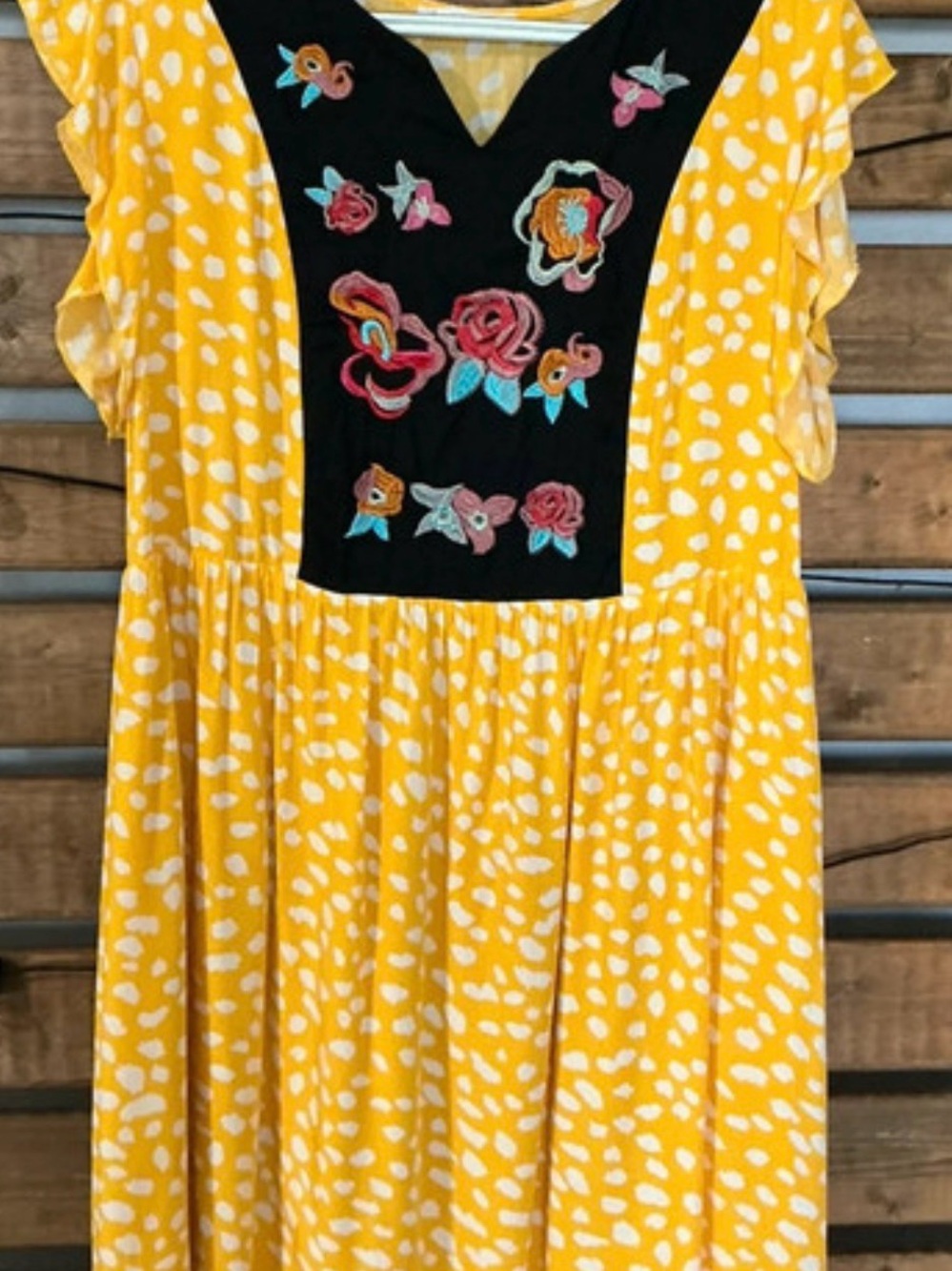 Kirundo embroidered floral, baby doll dress, yellow size medium